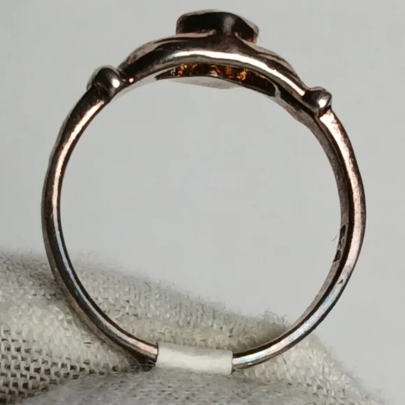 Green Heart Claddagh-Style Women's Ring - Rose Gold Sterling Silver - Picture 3 of 12